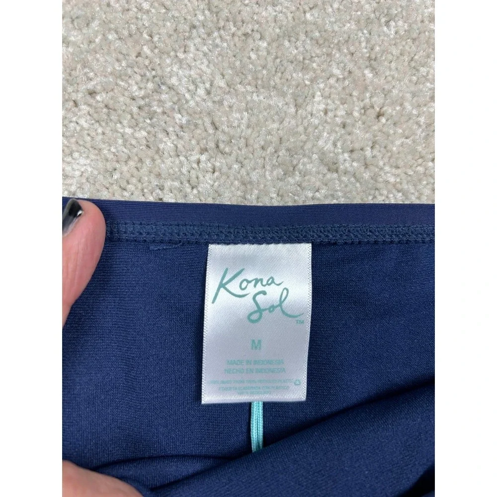 Kona Sol Swimwear Bottom Women's Blue M (8-10) High Coverage Hipster Recycled
